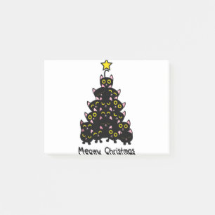 Post-it® Cat Christmas Funny Meowny Arbre de Noël Chat noir