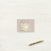 Post-it® Cat Teacup Cute Vintage Victorien (Sur un bureau)