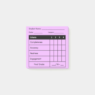 Post-it® Catégorie de l'enseignant Rubrique Classement rose
