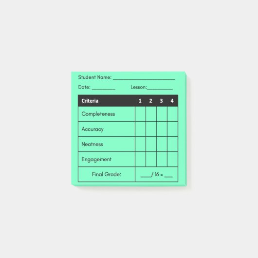 Post-it® Catégorie de l'enseignant Rubrique de classe Green (Devant)