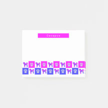 Cavapoo Silhouette Chien & Paw Hot Pink & Blue