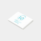 Post-it® Cercle turquoise. Parties scintillant ronde 10e an (Incliné)