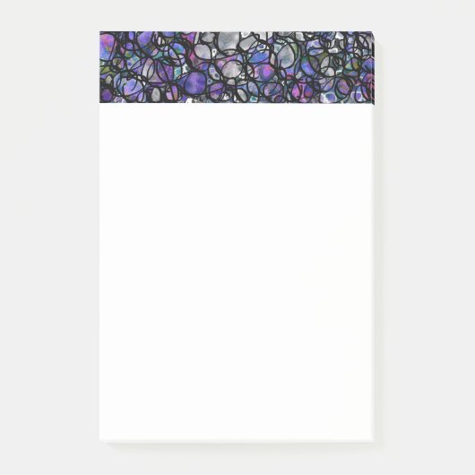 Post-it® Cercles abstraits dessinés à la main, bleu, violet (Devant)
