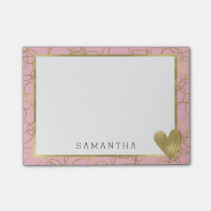 Post-it® Cercles fascinants d'or rose avec le coeur
