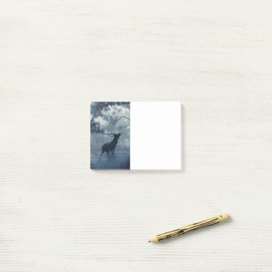 Post-it® Cerf avec Antlers dans une forêt ombragée (Sur un bureau)
