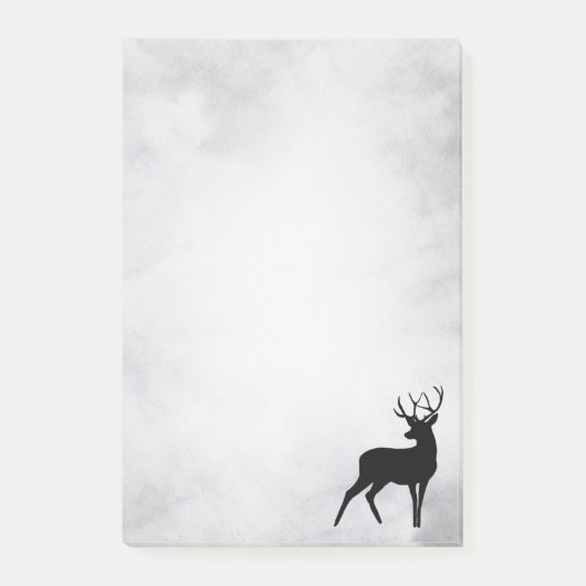 Post-it® Cerf avec Antlers Noir Silhouette Rustique (Devant)