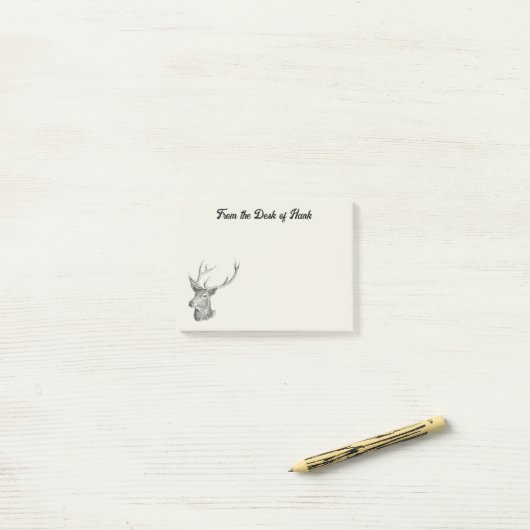 Post-it® Cerf Buck Head avec Antlers Black and White Art (Sur un bureau)