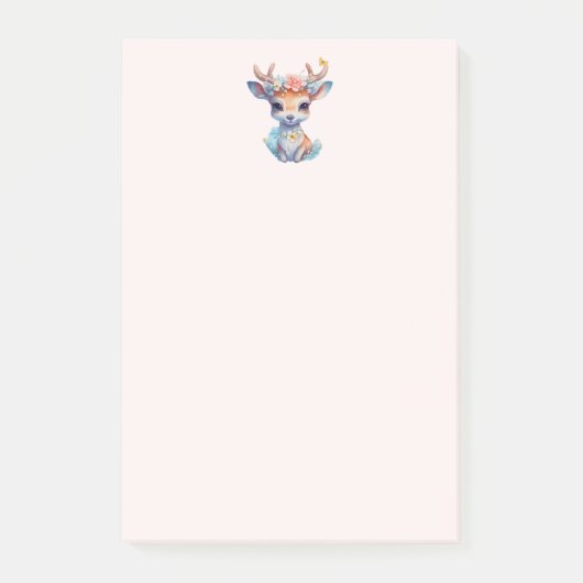 Post-it® Cerf de Bébé mignon avec Antlers et Fleurs (Devant)