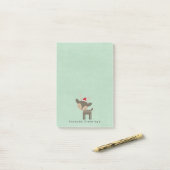 Post-it® Cerf de Noël Joyeuses Fêtes en chapeau de Père Noë (Sur un bureau)