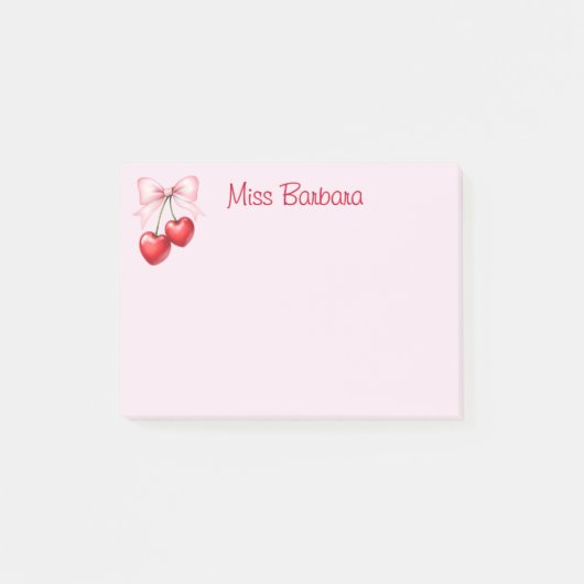 Post-it® Cerise Avec Coquette Bow Personnalisé (Devant)