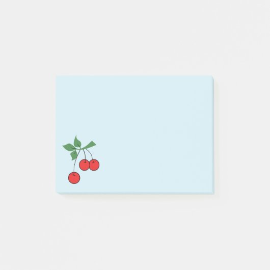 Post-it® Cerise Retro Art Cerises Graphisme Style Bleu (Devant)