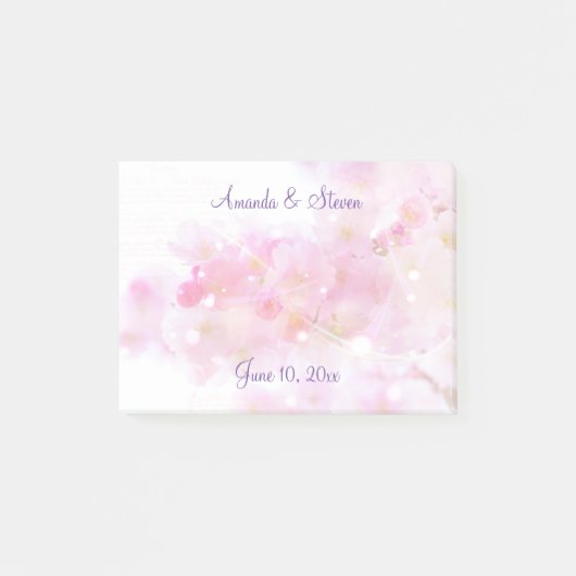 Post-it® Cerisier avec Mariage en fleurs rose pastel (Devant)