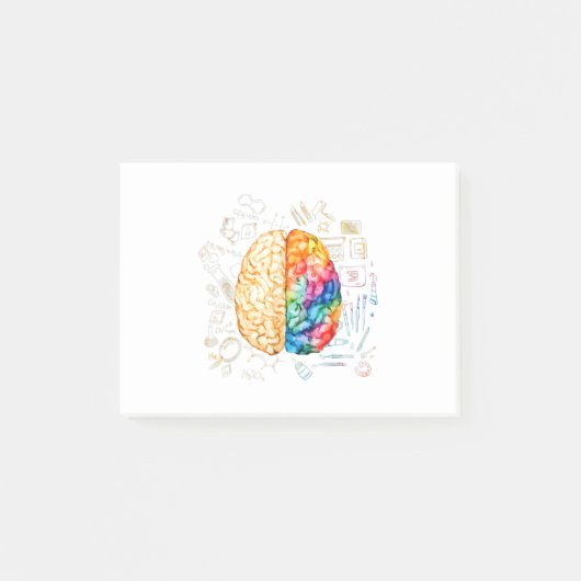 Post-it® Cerveau Coloré - Science Et Art - Neuroscience Ne (Devant)