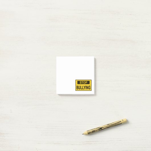Post-it® Cesser le signe d'intimidation jaune (Sur un bureau)