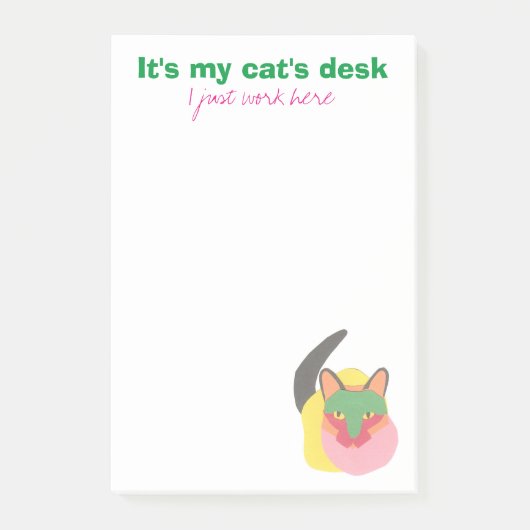 Post-it® C'est le bureau de mon chat - je travaille juste (Devant)