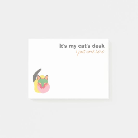 Post-it® C'est le bureau de mon chat - je travaille juste (Devant)