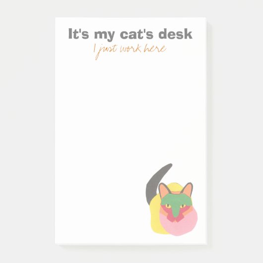 Post-it® C'est le bureau de mon chat - je travaille juste (Devant)