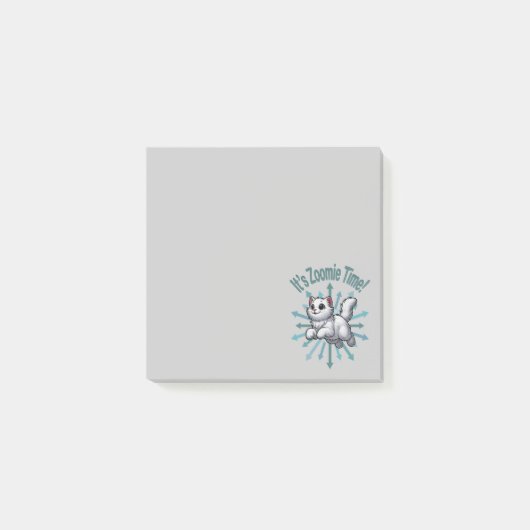 Post-it® C'est le temps de Zoomie Chat Blanc (Devant)