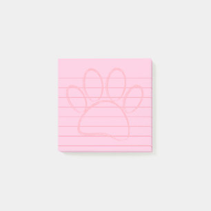 Post-it® Chalk Art Chien rose Empreinte de patte Lined 3x3
