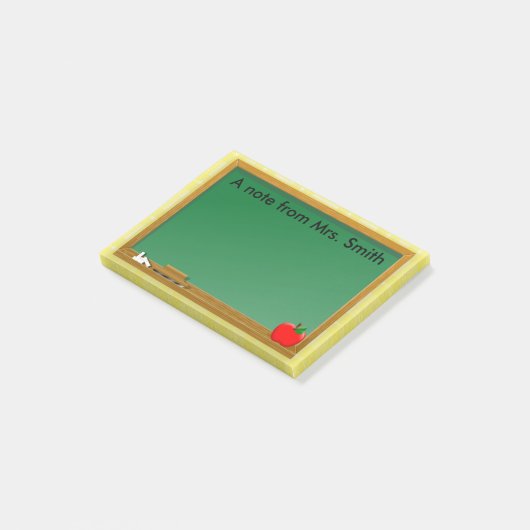 Post-it® Chalkboard Apple Jaune Plaid Enseignant (Incliné)