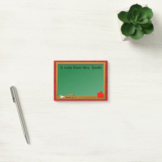 Post-it® Chalkboard Apple Red Plaid Enseignant (Bureau)