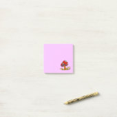 Post-it® Champignon rouge avec fond violet (Sur un bureau)
