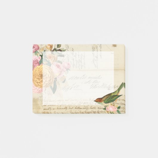 Post-it® Chanteur vintage et roses roses rousses (Devant)