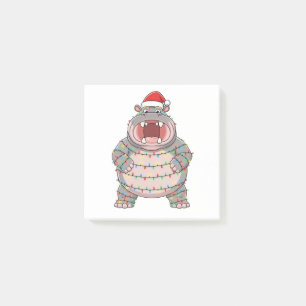 Post-it® Chapeau de Père Noël Hippopotame Lumières de Noël