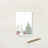 Post-it® Chapelle de Noël Pittoresque neige Eglise Vacances (Sur un bureau)