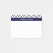 Post-it® Charcoal Grey Lg Chevron Navy Blue Nom Monogramme (Devant)