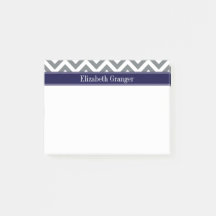 Charcoal Grey Lg Chevron Navy Blue Nom Monogramme