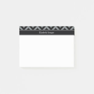 Post-it® Charcoal, Noir Chevron Noir LG Monogramme