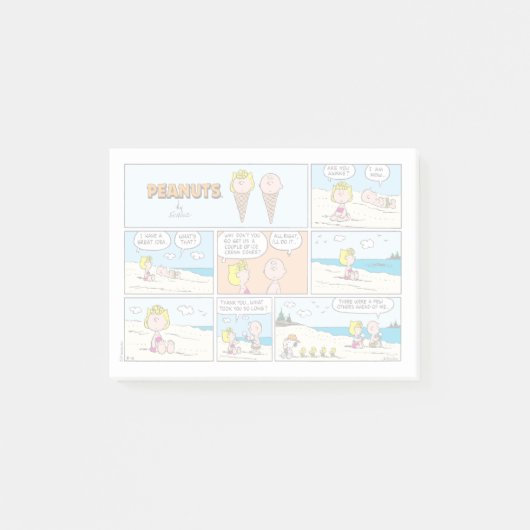 Post-it® Charlie Brown & Glace Sally À La Plage (Devant)