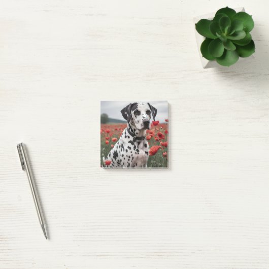 Post-it® Charmant Chien De Dalmation Dans Le Champ De Pavot (Bureau)