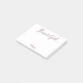 Post-it® Charmante Fleur Fille Blanche et Bourgogne (Incliné)