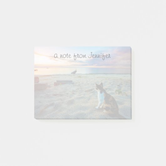 Post-it® Chat Assis Sur Une Plage (Devant)