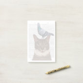 Post-it® Chat avec pigeon sur tête (Sur un bureau)