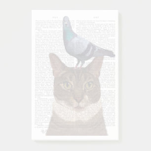 Post-it® Chat avec pigeon sur tête