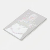 Post-it® Chat blanc avec cloche papillon (Incliné)