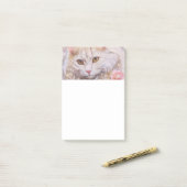 Post-it® Chat blanc élégant en or et diamants (Sur un bureau)