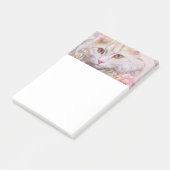 Post-it® Chat blanc élégant en or et diamants (Incliné)
