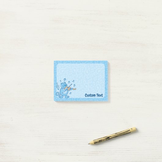 Post-it® Chat bleu avec notes de violon (Sur un bureau)