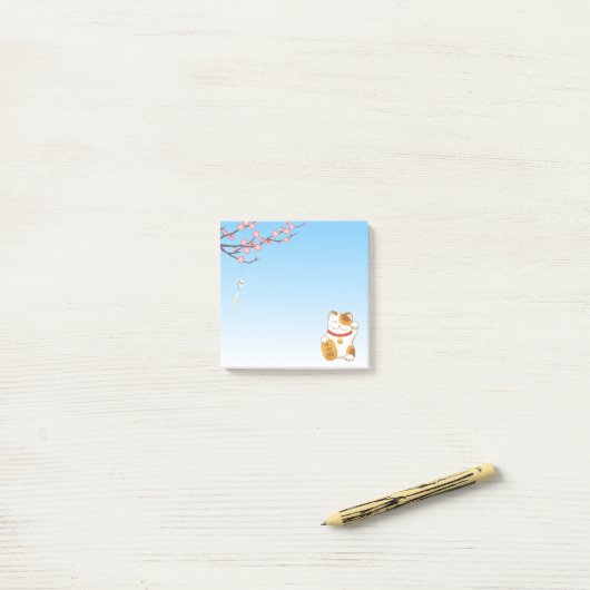 Post-it® Chat Calico Lucky Japonais, Maneki Neko (Sur un bureau)