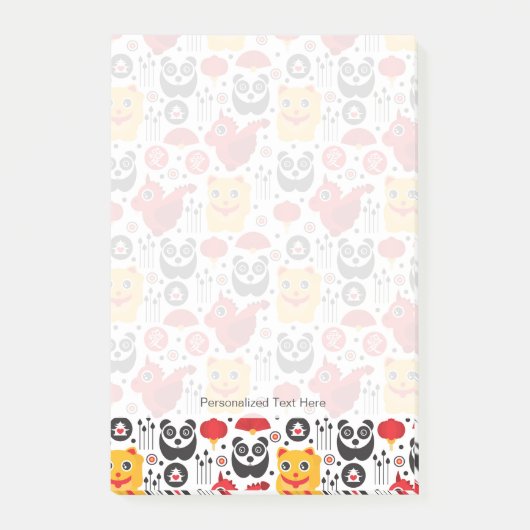 Post-it® Chat chanceux, dragon et panda (Devant)