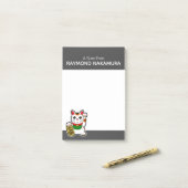 Post-it® Chat chanceux japonais "Maneki Neko" (Sur un bureau)