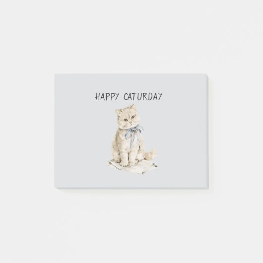 Post-it® Chat crème arc bleu Caturday (Devant)