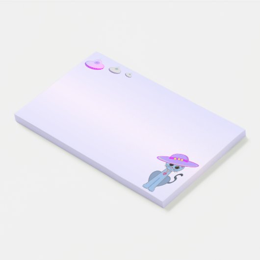 Post-it® Chat dans un Casquette et soucoupes volantes (Incliné)