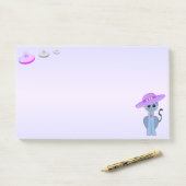 Post-it® Chat dans un Casquette et soucoupes volantes (Sur un bureau)
