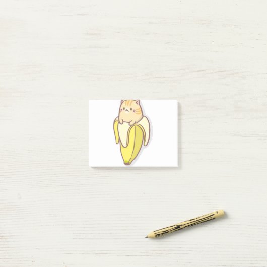 Post-it® Chat de banane (Sur un bureau)