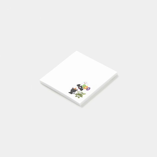 Post-it® Chat de Cute Halloween, bat, mummy et ghost (Incliné)